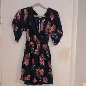 Abercrombie & Fitch Floral Mini Dress - Black and Red